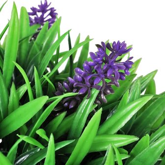 2-delige Kunstbuxussenset bolvormig met lavendel 30 cm 3