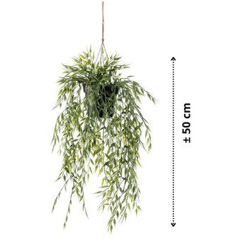 Emerald Kunstplant hangend in pot bamboe 50 cm 3