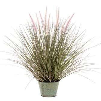Emerald Kunstplant in zinken pot lampenpoetsergras 58 cm 2