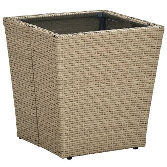 3-delige Bistroset met kussens poly rattan en glas beige 4