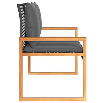 Tuinbank met kussen poly rattan en acaciahout zwart 5