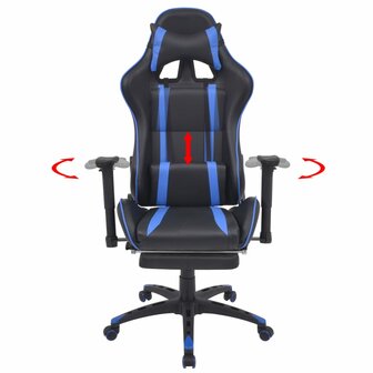 Bureau-/gamestoel verstelbaar met voetensteun blauw 2