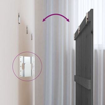 Wandhoofdbord 185x3x90 cm massief grenenhout grijs 6