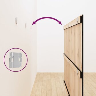 Hoofdbord wandmontage 204x3x110 cm massief grenenhout zwart 6