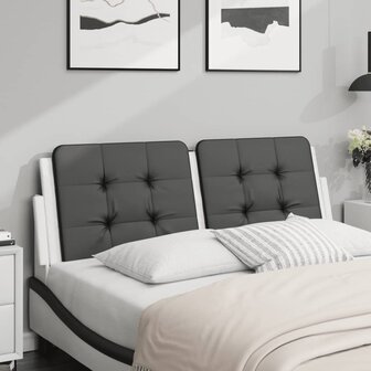 Hoofdbordkussen 140 cm kunstleer zwart en wit 1