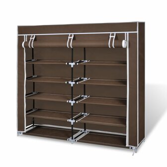 Schoenenkast met hoes 115x28x110 stof bruin 1