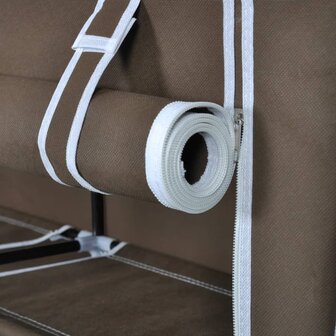 Schoenenkast met hoes 115x28x110 stof bruin 5