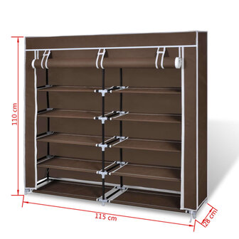 Schoenenkast met hoes 115x28x110 stof bruin 7