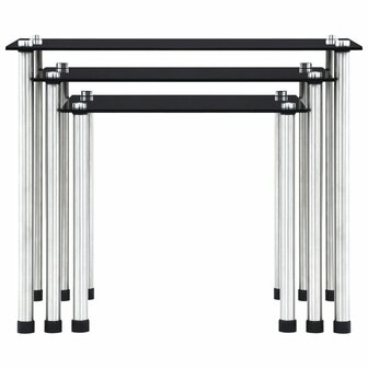 3-delige Tafeltjesset gehard glas zwart 2