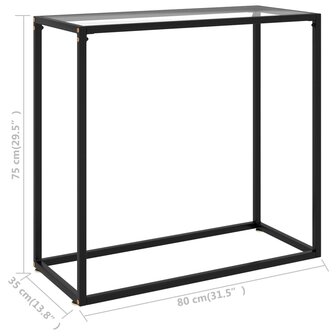 Wandtafel 80x35x75 cm gehard glas transparant 6