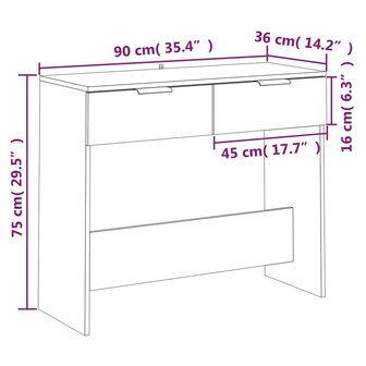 Wandtafel 90x36x75 cm bewerkt hout sonoma eikenkleurig 8