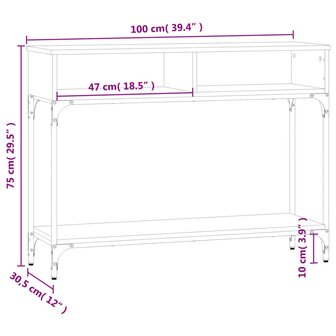 Wandtafel 100x30,5x75 cm bewerkt hout gerookt eikenkleurig 9