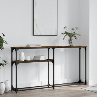 Wandtafel 145x22,5x75 cm bewerkt hout gerookt eikenkleurig 1