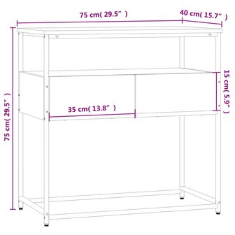 Wandtafel 75x40x75 cm bewerkt hout gerookt eikenkleurig 11
