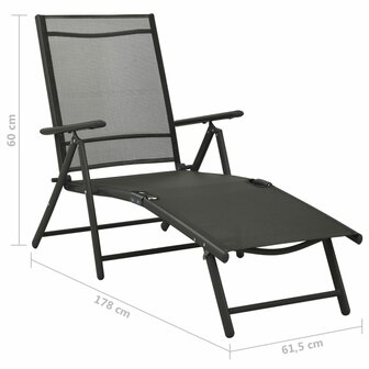 3-delige Loungeset textileen en aluminium zwart 12