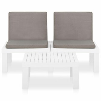 2-delige Loungeset met kussens kunststof wit 3