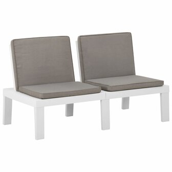 2-delige Loungeset met kussens kunststof wit 4