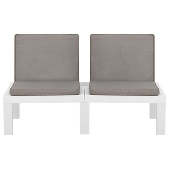 2-delige Loungeset met kussens kunststof wit 5