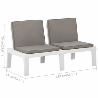 2-delige Loungeset met kussens kunststof wit 10
