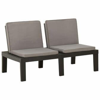 2-delige Loungeset met kussens kunststof grijs 8