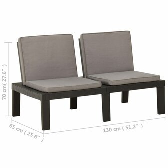2-delige Loungeset met kussens kunststof grijs 12