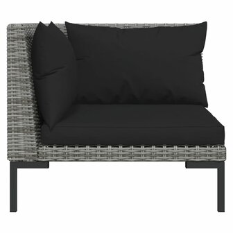 3-delige Loungeset halfrond poly rattan donkergrijs 6