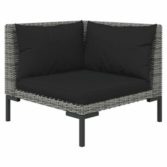 3-delige Loungeset halfrond poly rattan donkergrijs 7