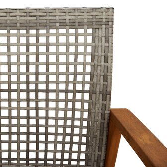 Tuinstoelen 2 st poly rattan en acaciahout grijs 8