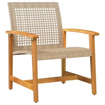 Tuinstoelen 2 st poly rattan en acaciahout beige 3