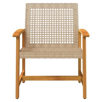 Tuinstoelen 2 st poly rattan en acaciahout beige 4