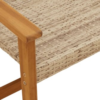 Tuinstoelen 2 st poly rattan en acaciahout beige 7