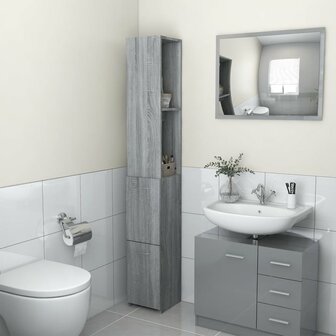 Badkamerkast 25x26,5x170cm bewerkt hout grijs sonoma eikenkleur 1