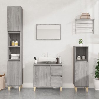 Badkamerkast 30x30x100 cm bewerkt hout grijs sonoma eikenkleur 1