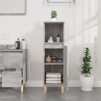 Badkamerkast 30x30x100 cm bewerkt hout grijs sonoma eikenkleur 3
