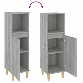 Badkamerkast 30x30x100 cm bewerkt hout grijs sonoma eikenkleur 9