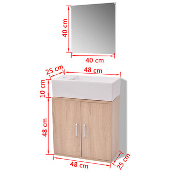 Badkamermeubelset met wasbak beige 3-dlg 10