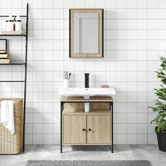 2-delige Badkamermeubelset bewerkt hout sonoma eikenkleurig 3