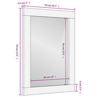 Badkamerspiegel 50x70x2,5 cm massief mangohout en glas zwart 10