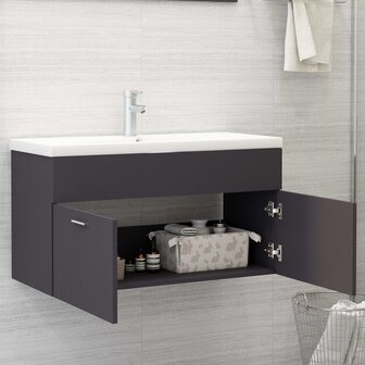 Wastafelkast 90x38,5x46 cm bewerkt hout grijs 3