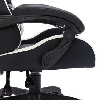Racestoel met RGB LED-verlichting kunstleer wit en zwart 8