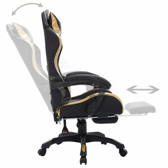 Racestoel met RGB LED-verlichting kunstleer goudkleurig en zwart 5