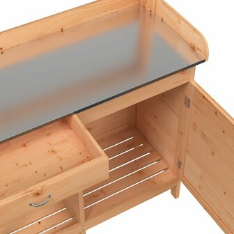 Oppottafel met kast 110,5x45x124,5 cm massief vurenhout bruin 11