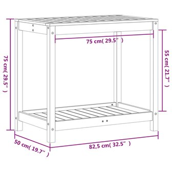 Oppottafel met schap 82,5x50x75 cm massief douglashout 10