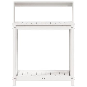 Oppottafel met schappen 82,5x50x109,5 cm massief grenenhout wit 5