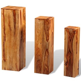 3-delige Plantenstandaardenset massief sheeshamhout bruin 1