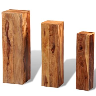 3-delige Plantenstandaardenset massief sheeshamhout bruin 2