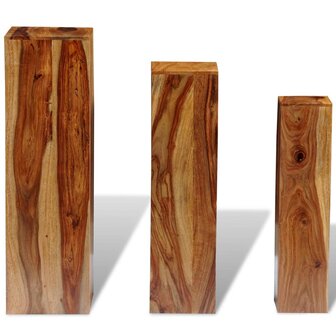 3-delige Plantenstandaardenset massief sheeshamhout bruin 4