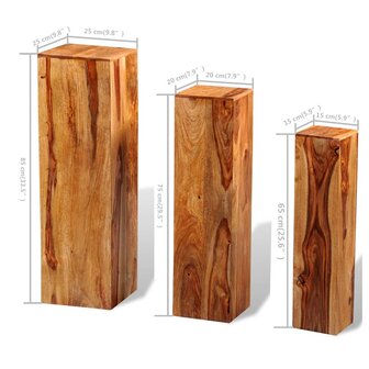 3-delige Plantenstandaardenset massief sheeshamhout bruin 6