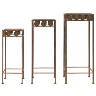 Plantenstandaardset vintage stijl metaal roestkleur 3-delig 1
