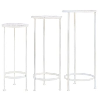 3-delige Plantenstandaardset vintage stijl metaal antiekwit 1